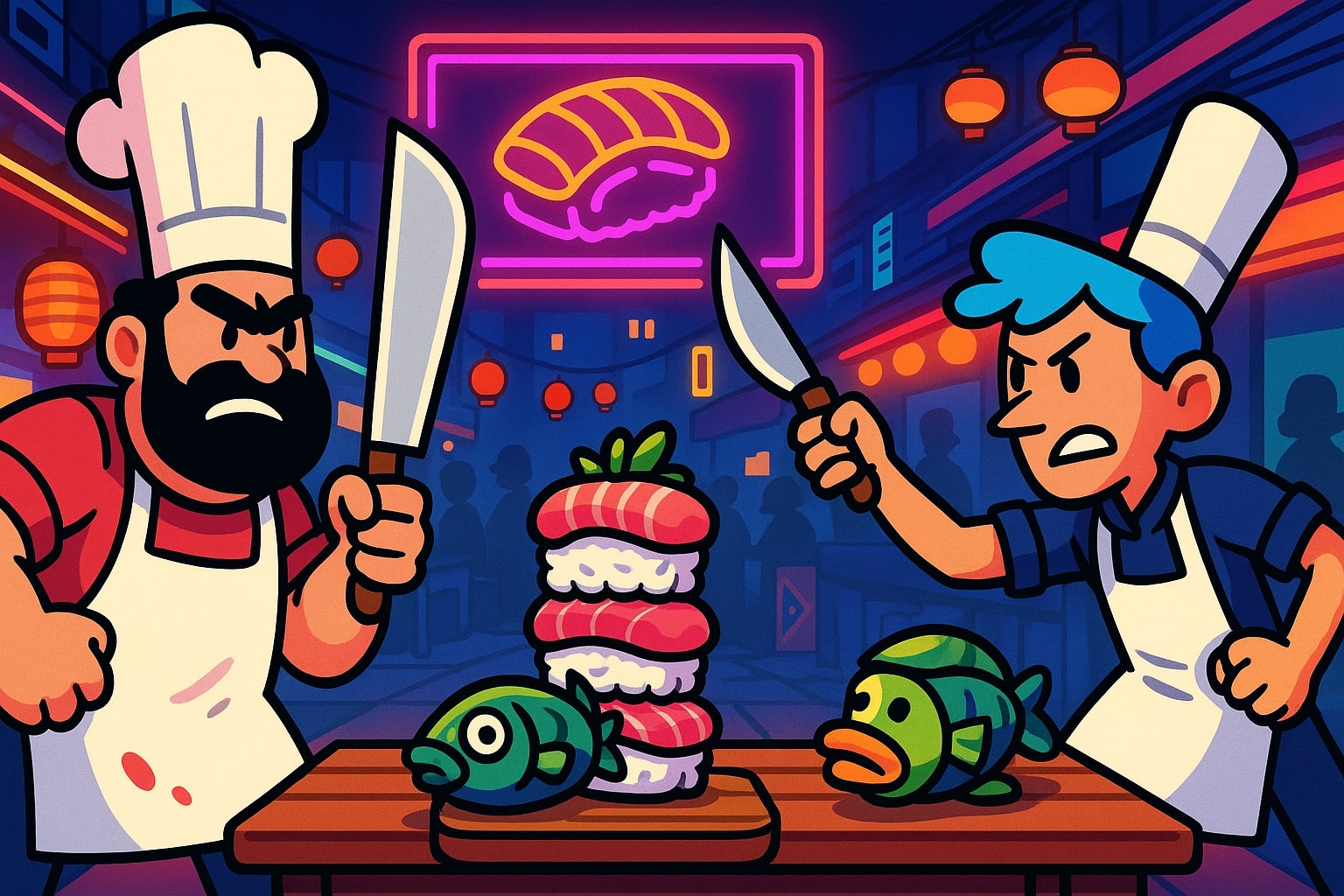 Neon Sushi Showdown concept art